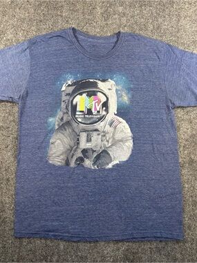 MTV Logo Cotton Blend Blue T Shirt Astronaut Graphics “Music Television” XL